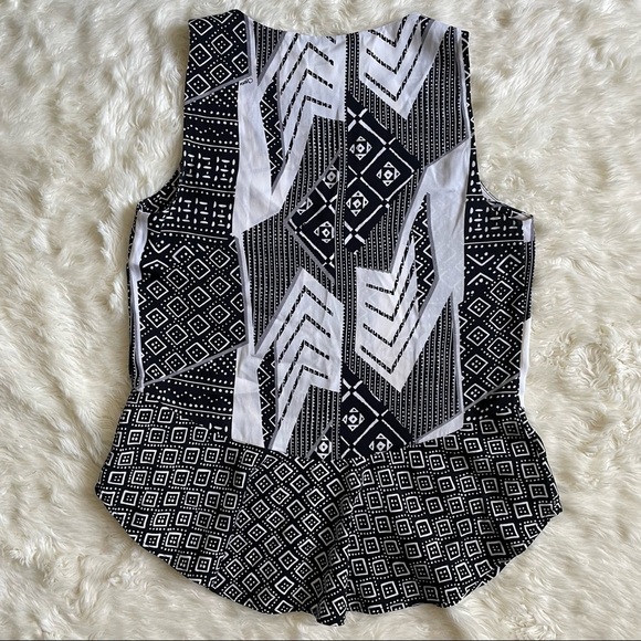 Diane von Furstenberg DVF Tank Top Maya Mixed Print Silk Blend Peplum P - Picture 4 of 11